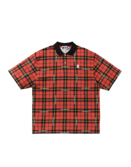 A bathingape polo tee checkers red 