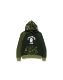 A bathingape college camo  relaxing fit green fullzip hoodie