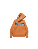 A bathingape multi fonts orange fullzip shark hoodie