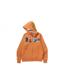 A bathingape multi fonts orange fullzip shark hoodie