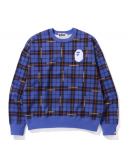 A bathingape logo check lose fit sweat shirt   