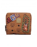 MCM x BAPE Shark Zip Wallet Visetos Mini Cognac