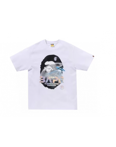 A BathingApe Moon Photo Ape Head Tee White