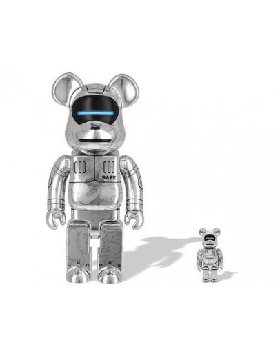 Bearbrick x BAPE x Hajime Sorayama Baby Milo Set Silver