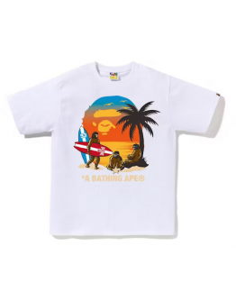 BAPE Sunset Beach Ape Head Tee White