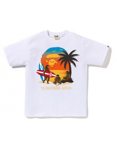 BAPE Sunset Beach Ape Head Tee White