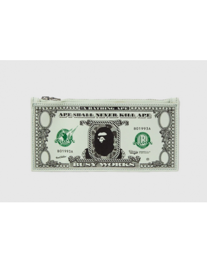 A BATHING APE BANKNOTE POUCH GREEN