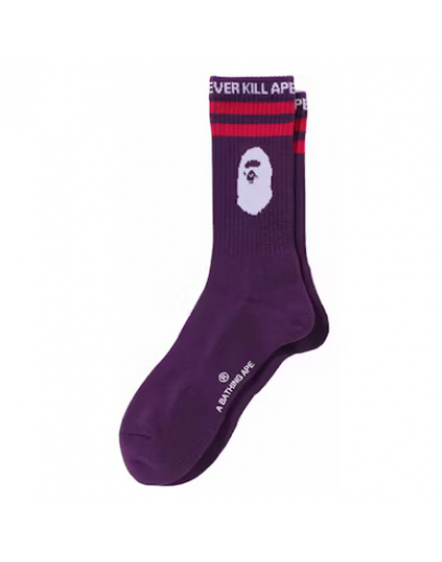 BAPE Ape Head Line Socks Purple