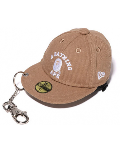 A Bathing Ape College New Era Cap Keychain Eco Bag in Beige 