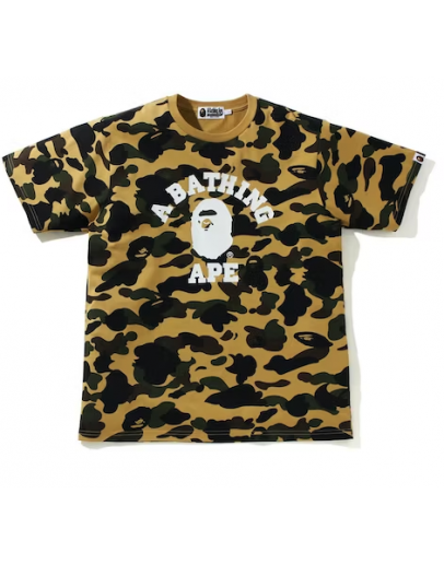 A bathing ape 1st camo college t shirt yellow