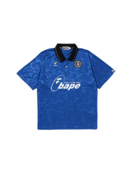 A Bathing Ape Soccer Game Relaxed Fit Polo Blue