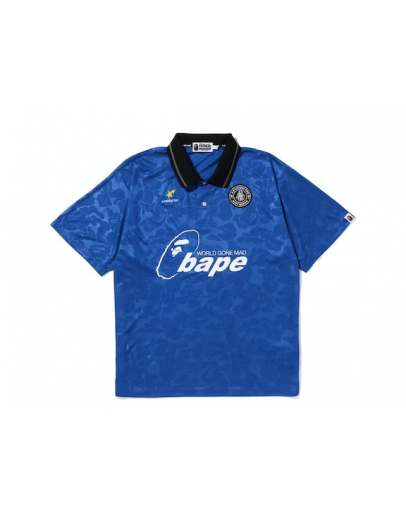 A Bathing Ape Soccer Game Relaxed Fit Polo Blue