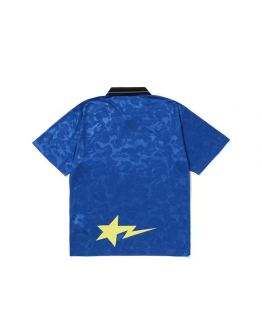 A Bathing Ape Soccer Game Relaxed Fit Polo Blue