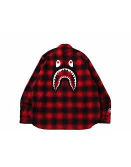 A Bathing Ape Check Shark Relaxed Fit Flannel Shirt