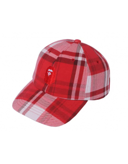 A Bathing Ape Check Red Head Cap