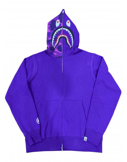 Bathing Ape X WGM Head Shark Purple Hoodie Full Zip