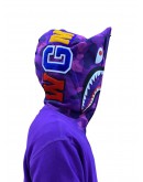 Bathing Ape X WGM Head Shark Purple Hoodie Full Zip